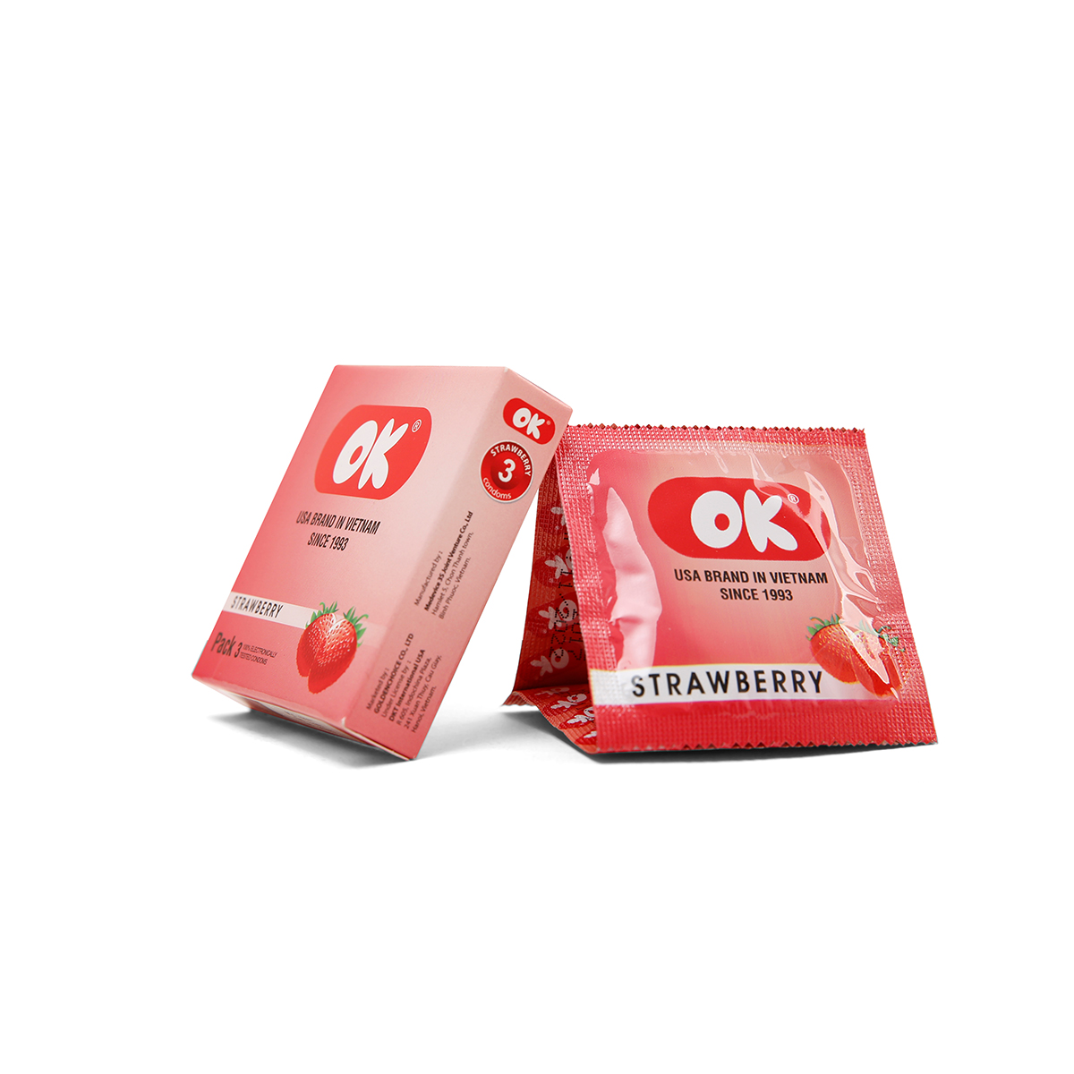 OK ផ្លែស្ត្របឺរី ស្រោមអនាម័យ